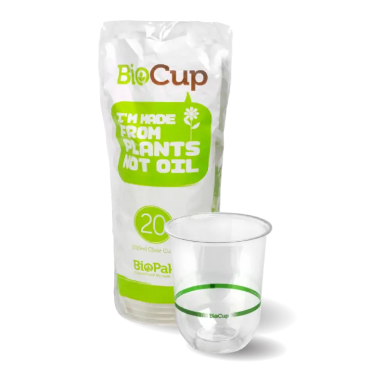 Picture of Clear Tumbler Cups (500ml) - 20pk - BioPak clear