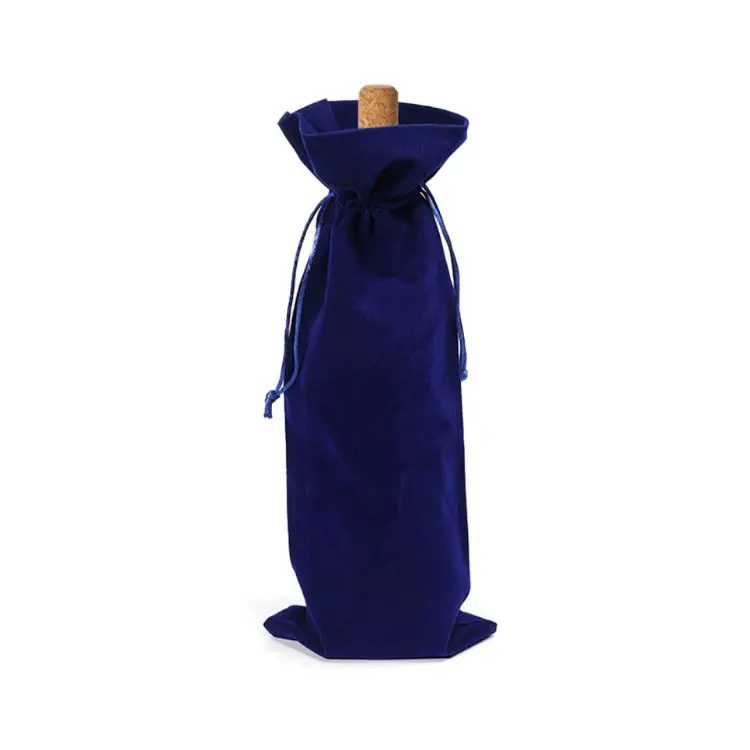 Picture of Drawstring Velvet Wine Bottle Bag