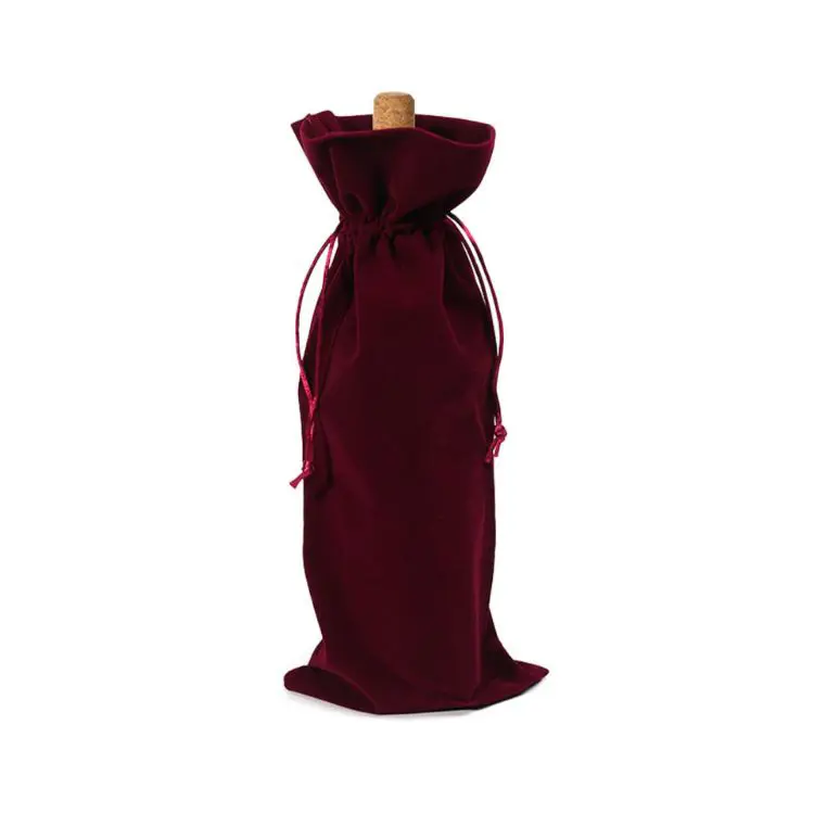 Picture of Drawstring Velvet Wine Bottle Bag
