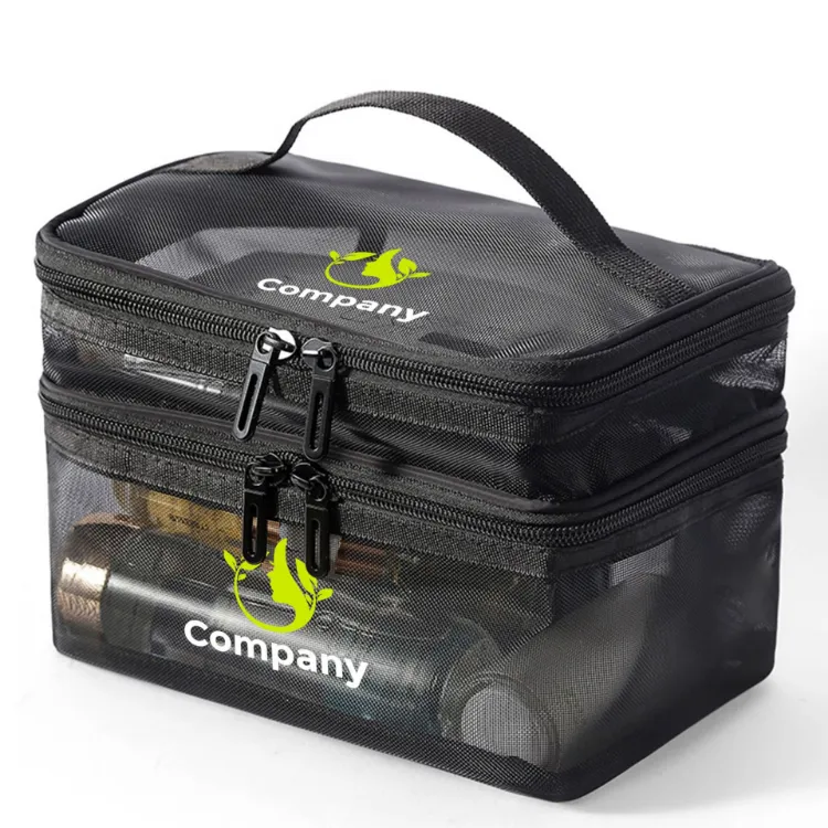 Picture of Nylon Mesh Sheer Double Layer Cosmetic Bag