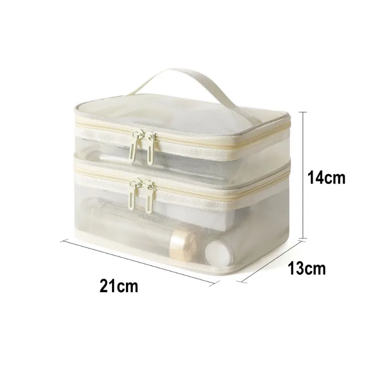 Picture of Nylon Mesh Sheer Double Layer Cosmetic Bag