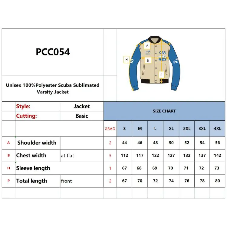 Picture of Unisex Polyester Scuba Sublimated Varsity Jacket