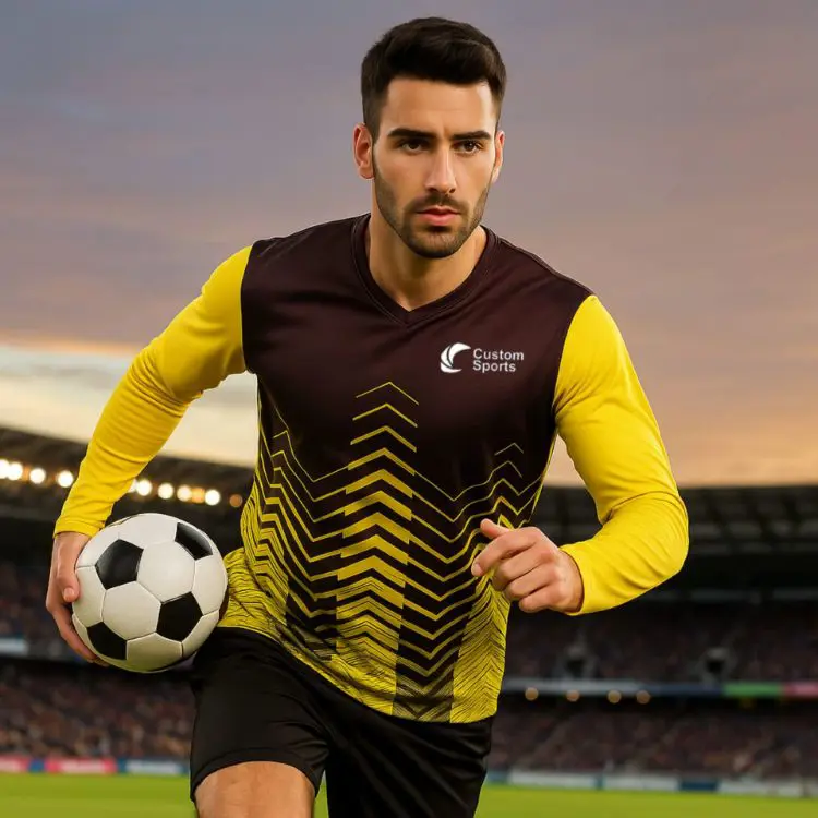 Picture of Unisex Adults 100% Polyester Micro Mesh Sublimated V-Neck Long Sleeves Shirt