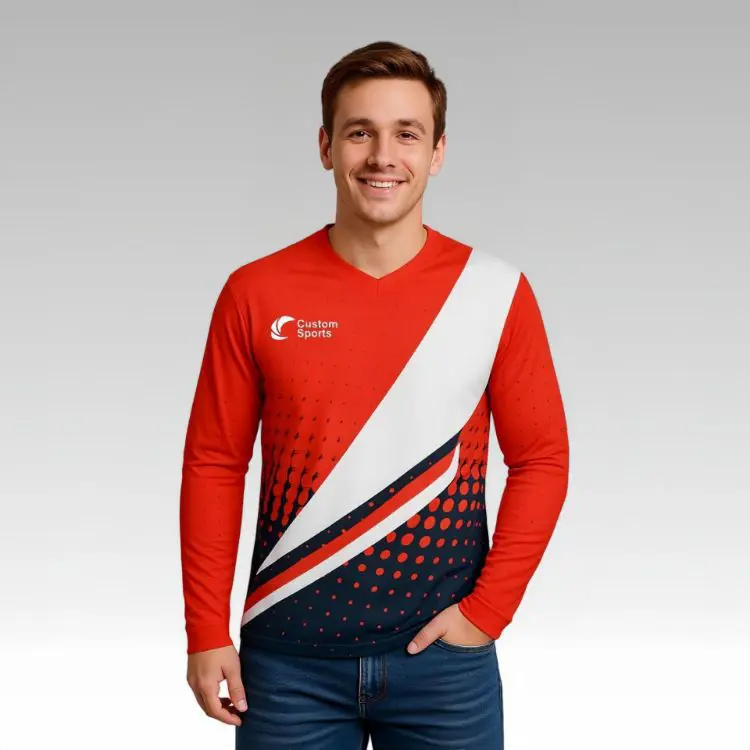 Picture of Unisex Adults 100% Polyester Micro Mesh V-Neck Long Sleeves Football Jersey