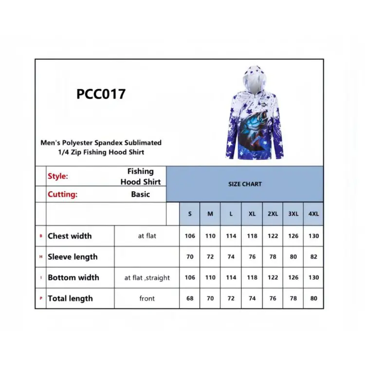 Picture of Men's Polyester Spandex Sublimated 1/4 Zip Fishing Hood Shirt