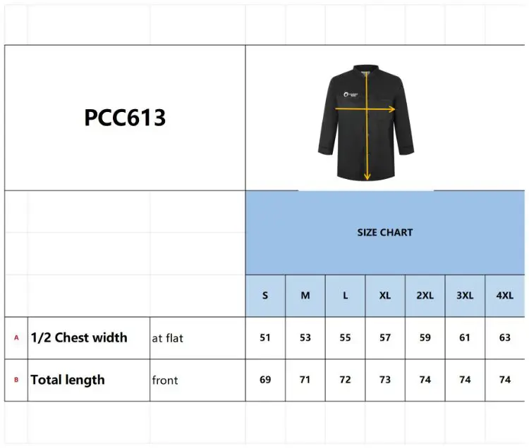 Picture of Classic 3/4 Sleeves Single Breasted Chef Jacket