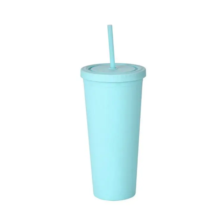 Picture of 24oz Matte Plastic Cups with Lids & Straws