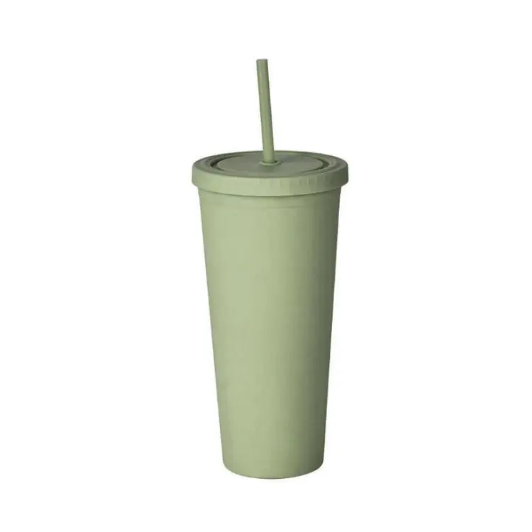 Picture of 24oz Matte Plastic Cups with Lids & Straws