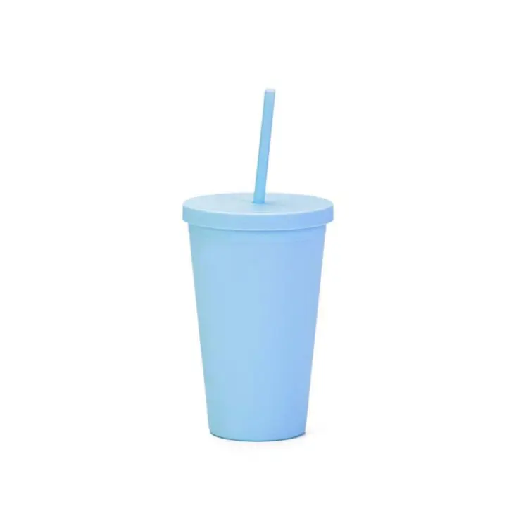 Picture of 16oz Matte Plastic Cups with Lids & Straws