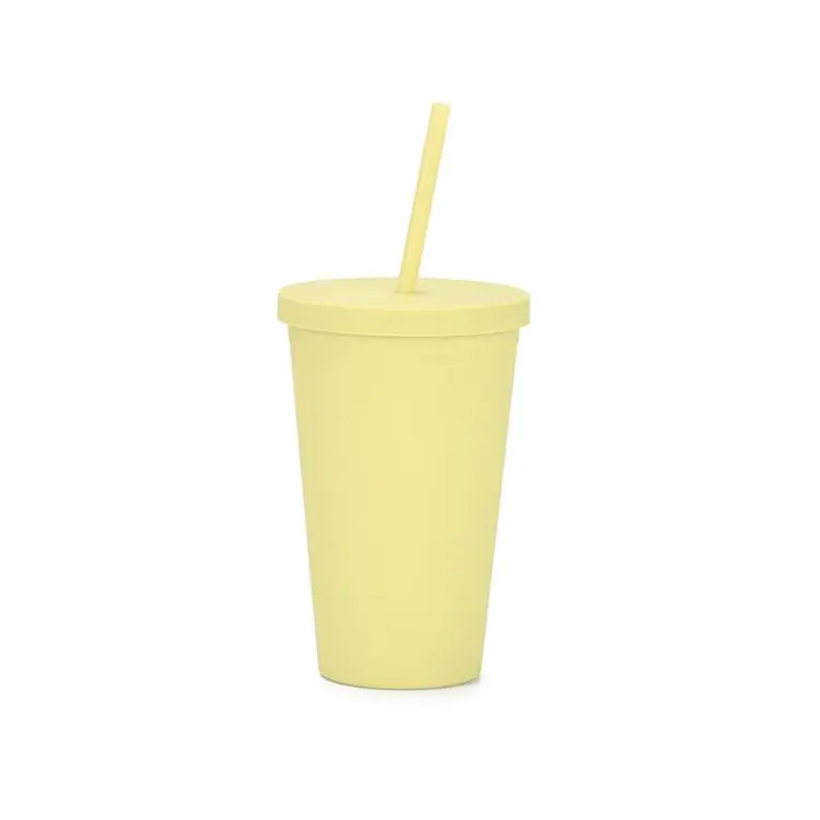 Picture of 16oz Matte Plastic Cups with Lids & Straws