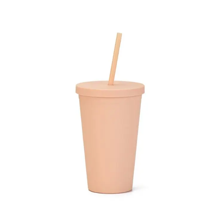 Picture of 16oz Matte Plastic Cups with Lids & Straws