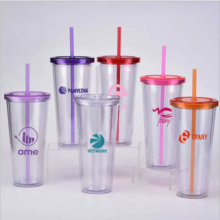 Picture of 24oz Plastic Cups with Lids & Straws