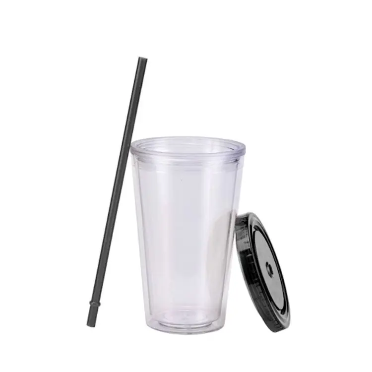 Picture of 16oz Plastic Cups with Lids & Straws