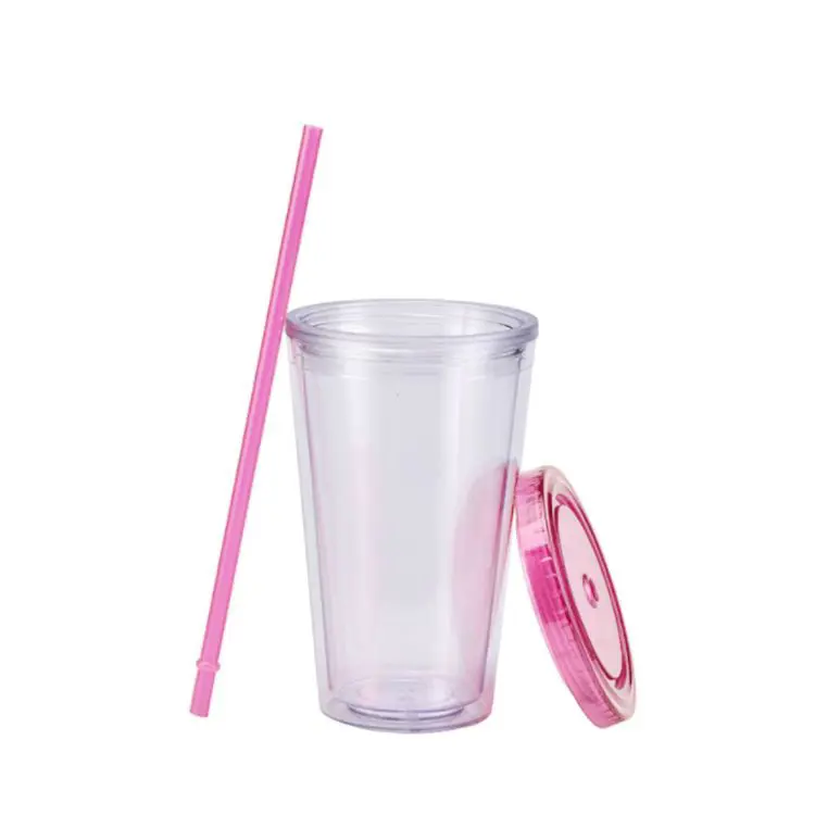 Picture of 16oz Plastic Cups with Lids & Straws