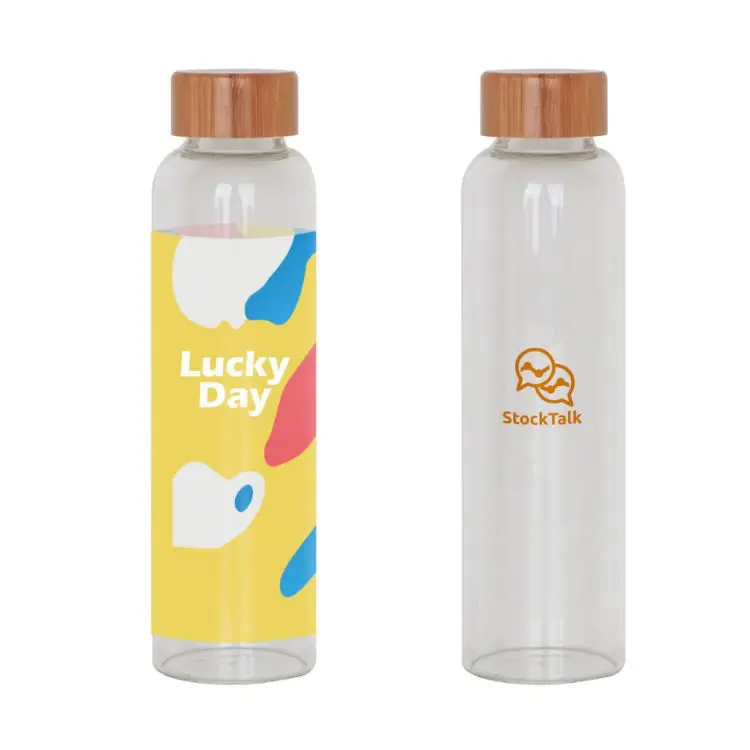 Picture of 550ml Glass Drink Bottle with Bamboo Lid
