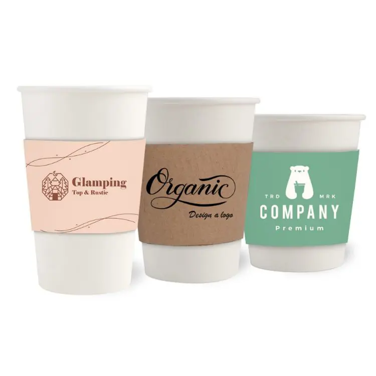 Picture of PLA Single Wall Compostable Paper Cups with Cup Sleeve