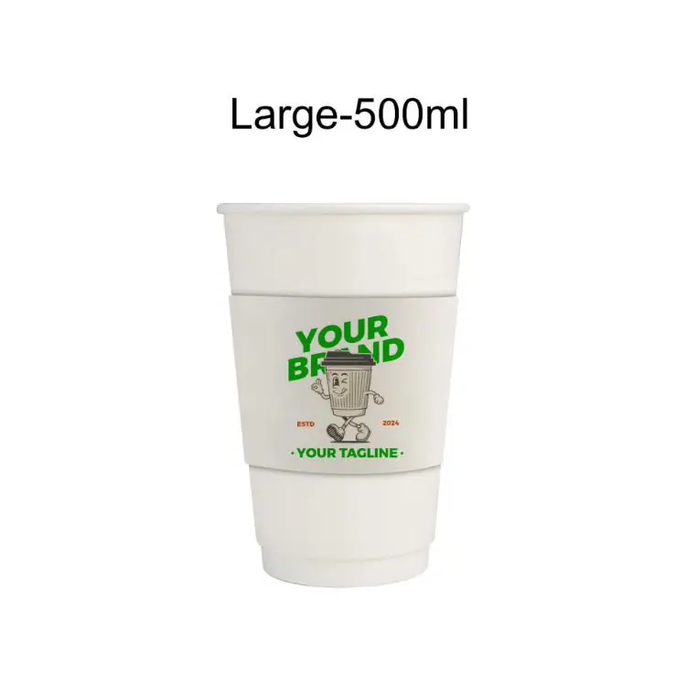 Picture of PLA Double Wall Compostable Paper Cups with Cup Sleeve