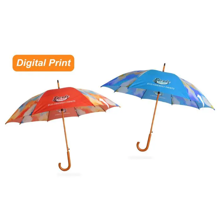 Picture of RPET Wooden Umbrella with Curved Handle