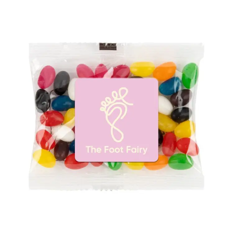 Picture of Assorted Colour Mini Jelly Beans in 50 Gram Cello Bag