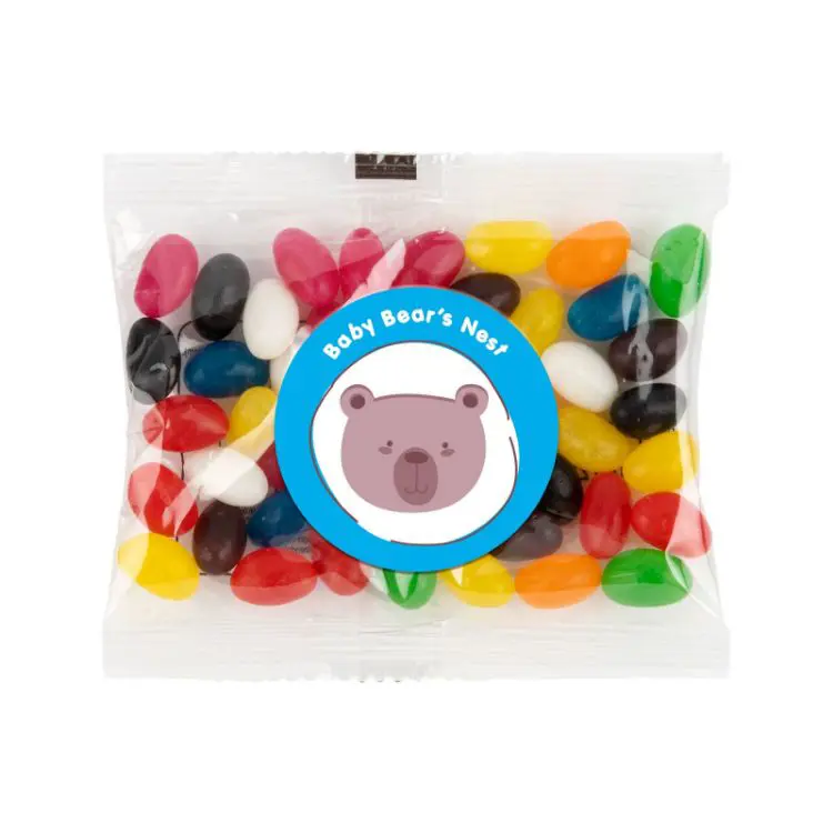 Picture of Assorted Colour Mini Jelly Beans in 50 Gram Cello Bag