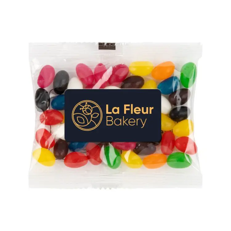 Picture of Assorted Colour Mini Jelly Beans in 50 Gram Cello Bag