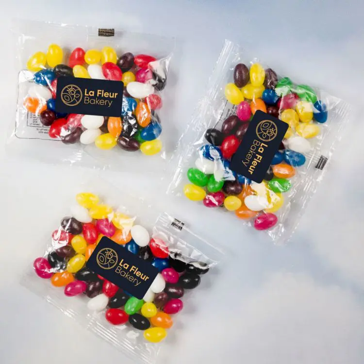 Picture of Assorted Colour Mini Jelly Beans in 50 Gram Cello Bag