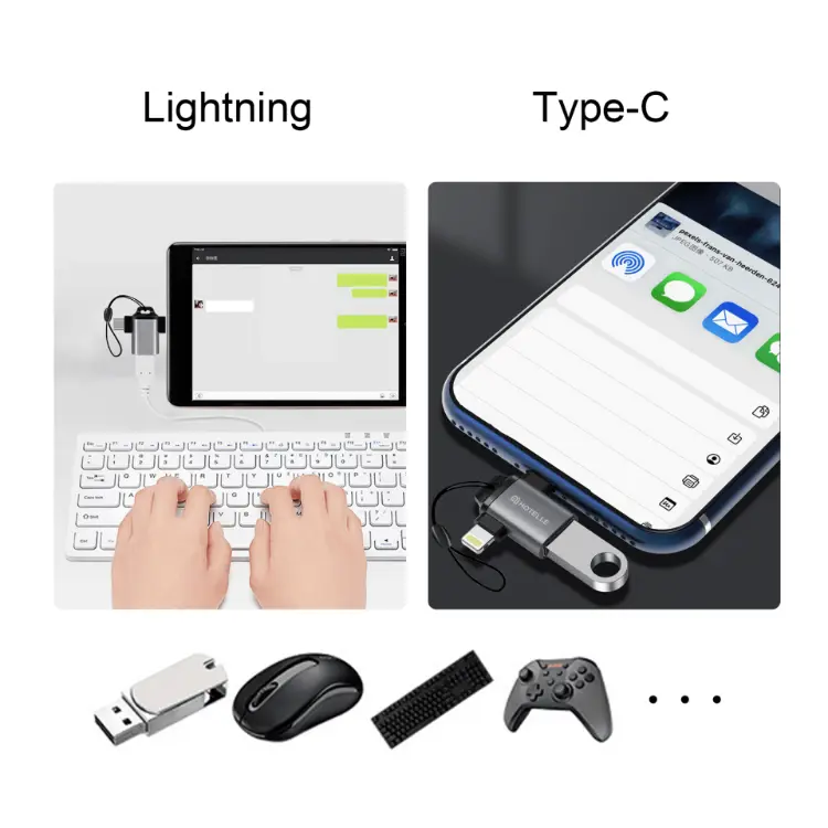 Picture of USB 3.0 to USB C Lightning OTG Adapter
