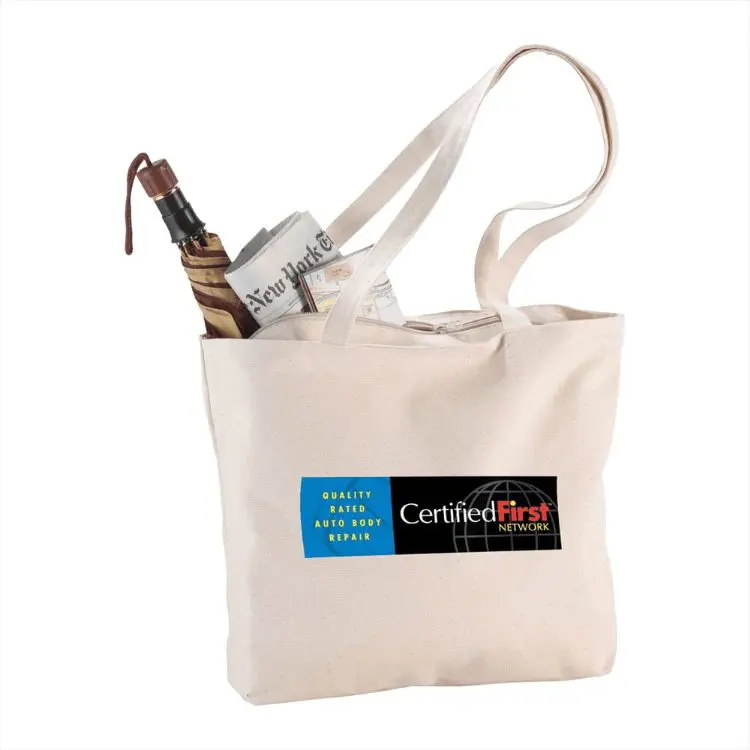 Picture of Zippered Cotton Canvas Shopper Tote