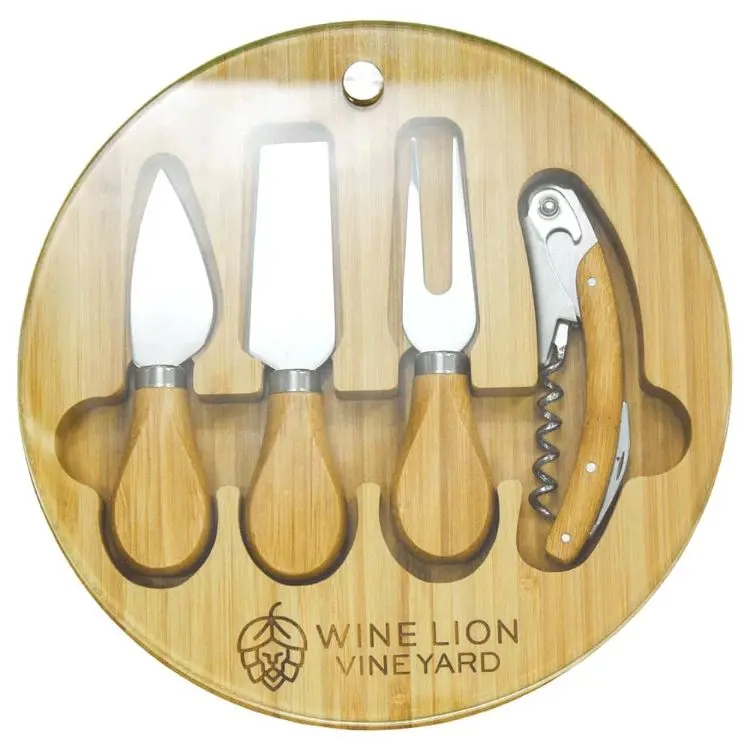 Picture of Trekk Round Bamboo Glass Cheese Set