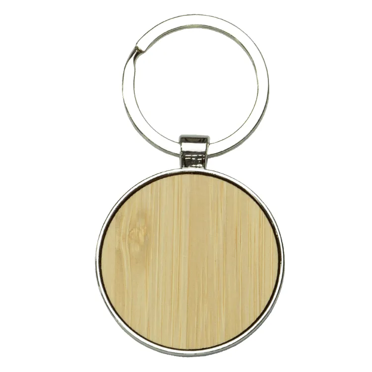 Picture of Circular Recycled Zinc Alloy Keyring w/ Bamboo