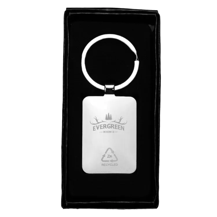 Picture of Rectangle Recycled Zinc Alloy Keyring w/ Bamboo