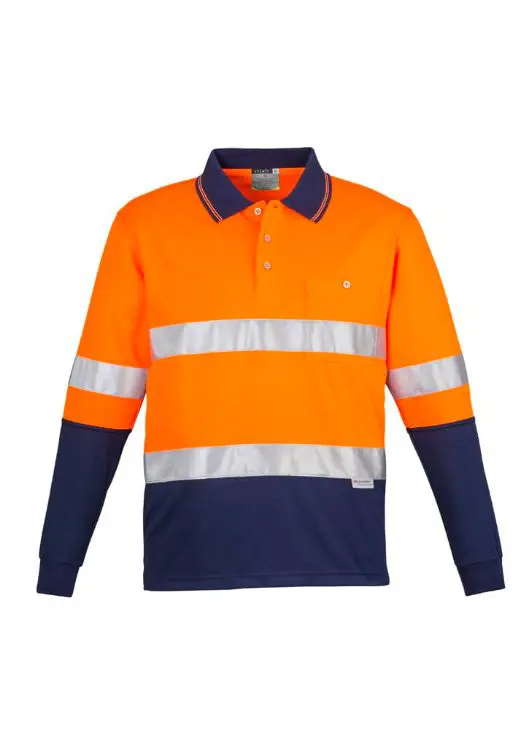 Picture of Mens Hi Vis Spliced Long Sleeve Polo - Hoop Taped
