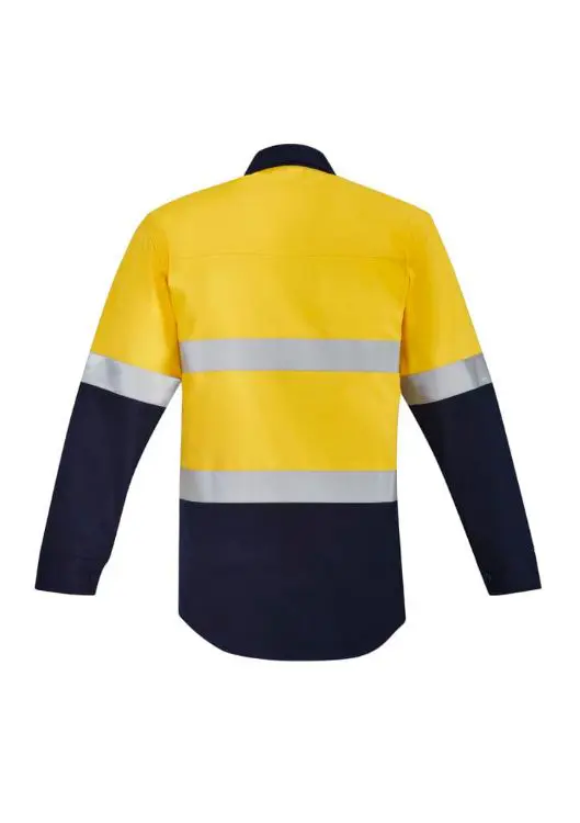 Picture of Mens Orange Flame Hi Vis Closed Front Shirt - Hoop Taped