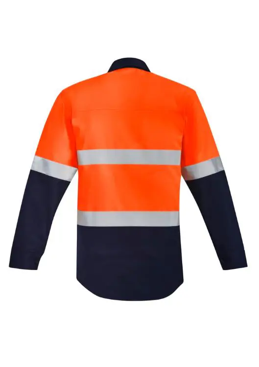 Picture of Mens Orange Flame Hi Vis Closed Front Shirt - Hoop Taped