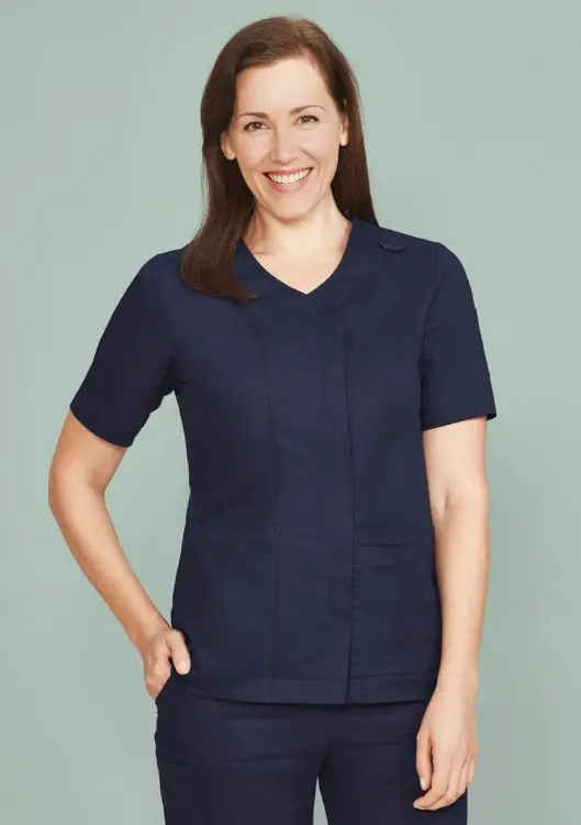 Picture of Womens Parks Zip Front Crossover Scrub Top