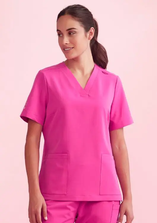 Picture of Womens Pink V-Neck Scrub Top