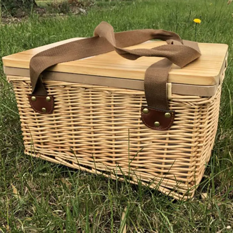 Picture of Gold Coast Wicker Picnic Cooler Basket Square