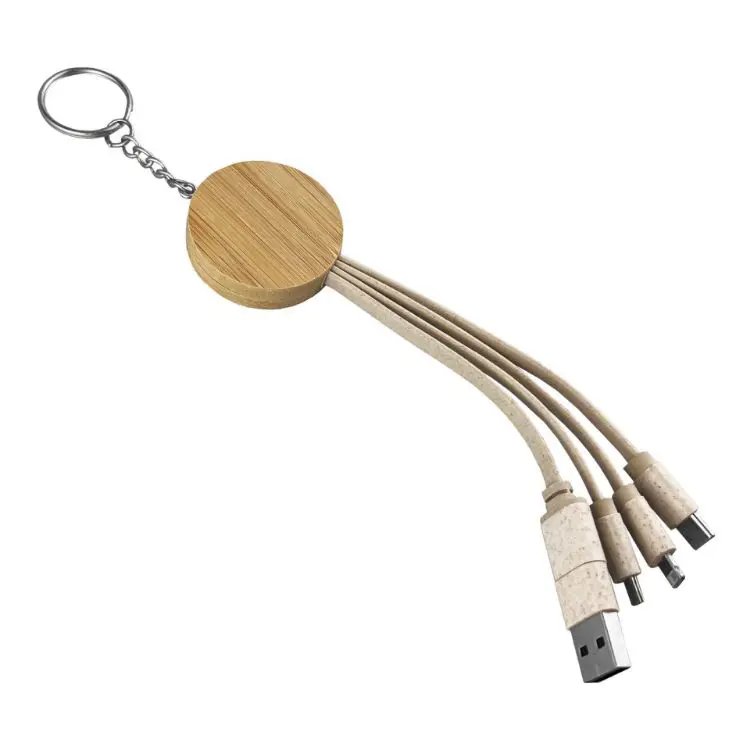 Picture of Round Bamboo Charging Cable Key Ring