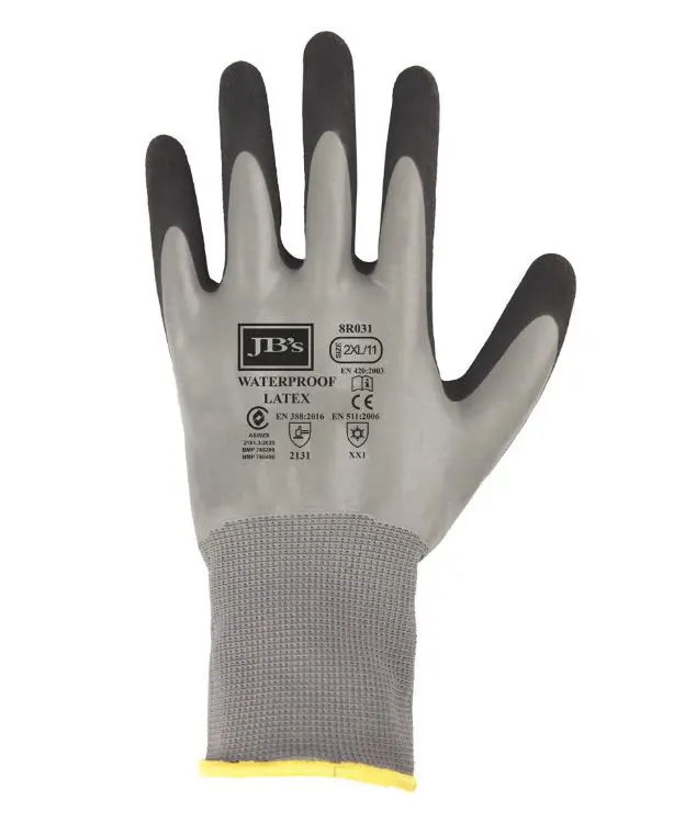 Picture of JB's Waterproof Dbl Latex Coated Glove 5 Pk Grey/Black