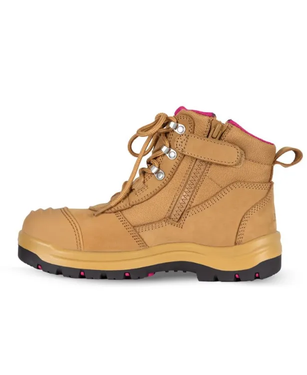 Picture of JB's Ladies Atrax Zip Safety Boot Wheat/Pink
