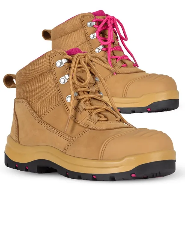 Picture of JB's Ladies Atrax Zip Safety Boot Wheat/Pink
