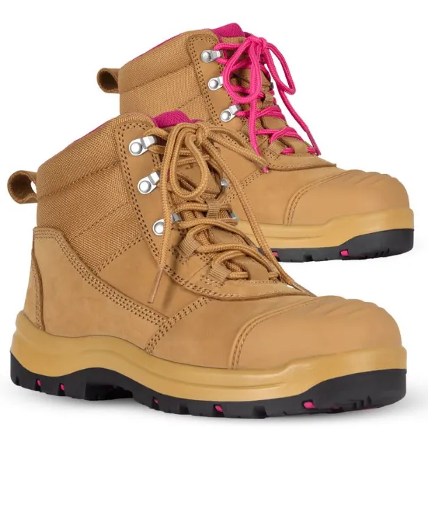 Picture of JB's Ladies Atrax Zip Safety Boot Wheat/Pink