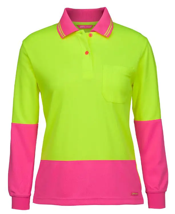 Picture of JB's Ladies Hv L/S Comfort Polo Lime/Navy