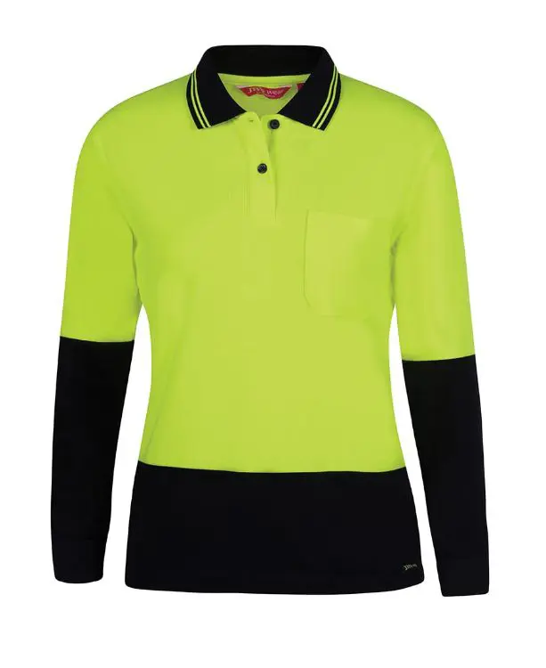 Picture of JB's Ladies Hv L/S Comfort Polo Lime/Navy