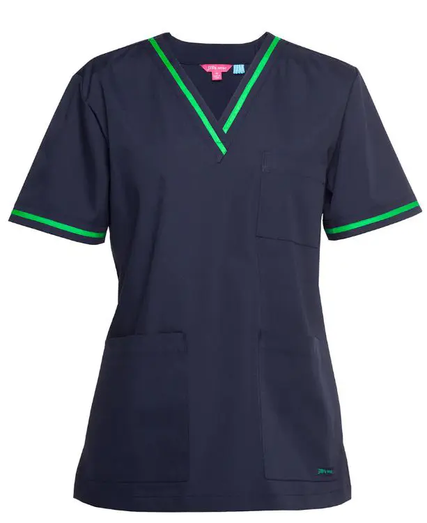 Picture of JB's Contrast Ladies Scrubs Top Navy/