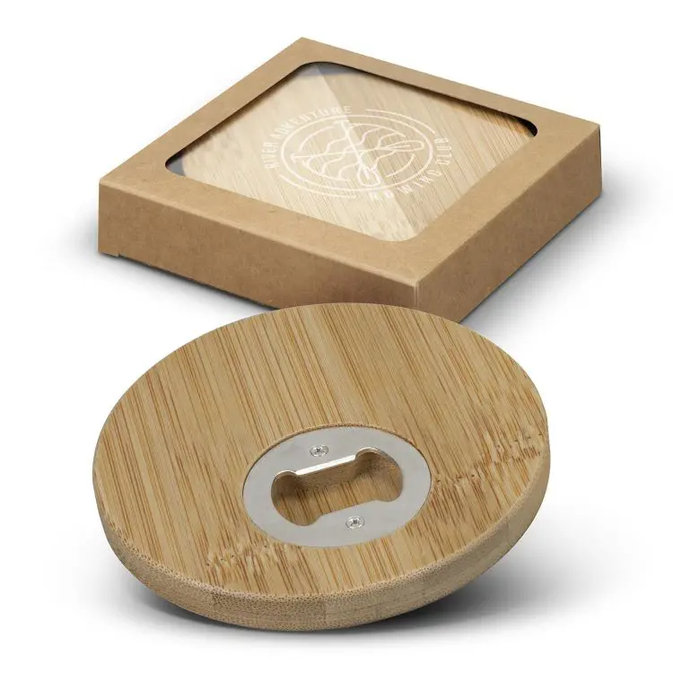Picture of Bamboo Bottle Opener Coaster - Set of 2 - Round