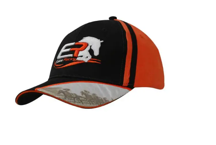 Picture of Brushed Heavy Cotton Cap with Crown Inserts and Digital Print Applique & Embroidery on Peak