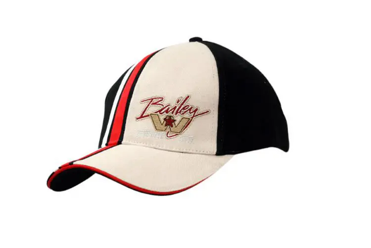 Picture of Brushed Heavy Cotton Cap with Stripes on Crown & Peak with Sandwich Trim