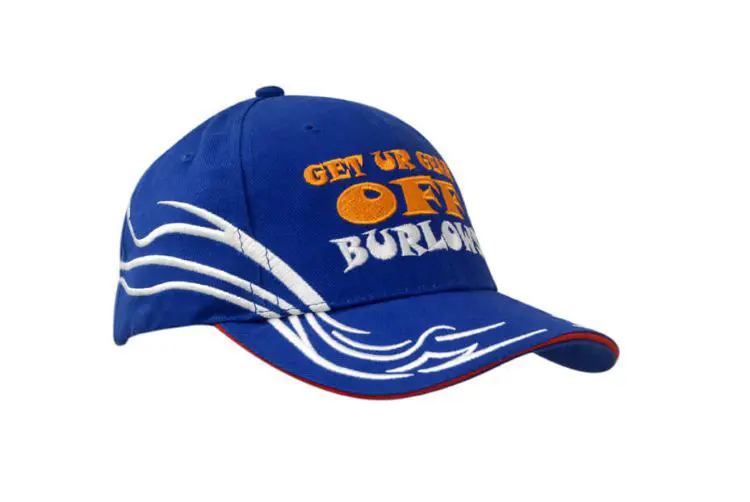 Picture of Brushed Heavy Cotton Cap with Sandwich Trim and Embroidered Pattern on Crown & Peak