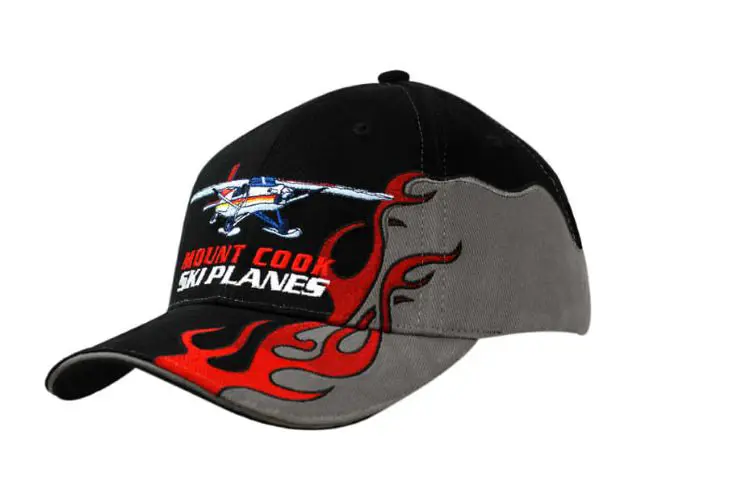 Picture of Brushed Heavy Cotton Cap with Flame Embroidery on Crown & Peak